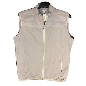 NWT JOHNNIE-O $158 CLUTCH 2-WAY ZIP QUILTED MIXED MEDIA VEST IN STEEL SZ M